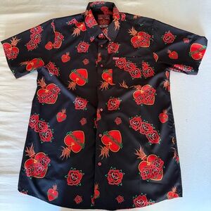 DIXXON The Sacred Black and Red Heart Rose Men's Shirt